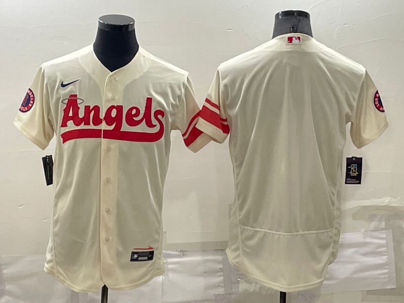Men Los Angeles Angels Blank Cream City Edition Elite Nike 2022 MLB Jersey->women mlb jersey->Women Jersey